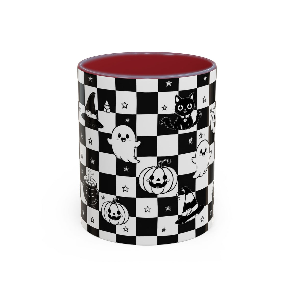 Black & White Halloween Checkerboard Coffee Mug