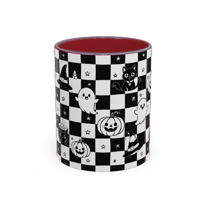 Black & White Halloween Checkerboard Coffee Mug