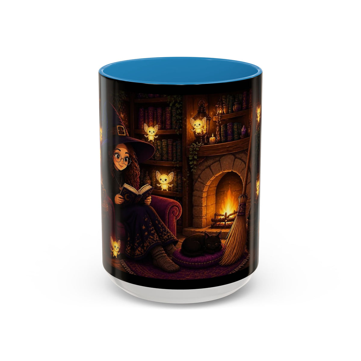 Cozy Witch Reading with sprites Coffee Mug