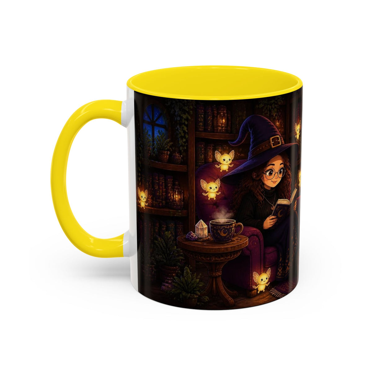 Cozy Witch Reading with sprites Coffee Mug