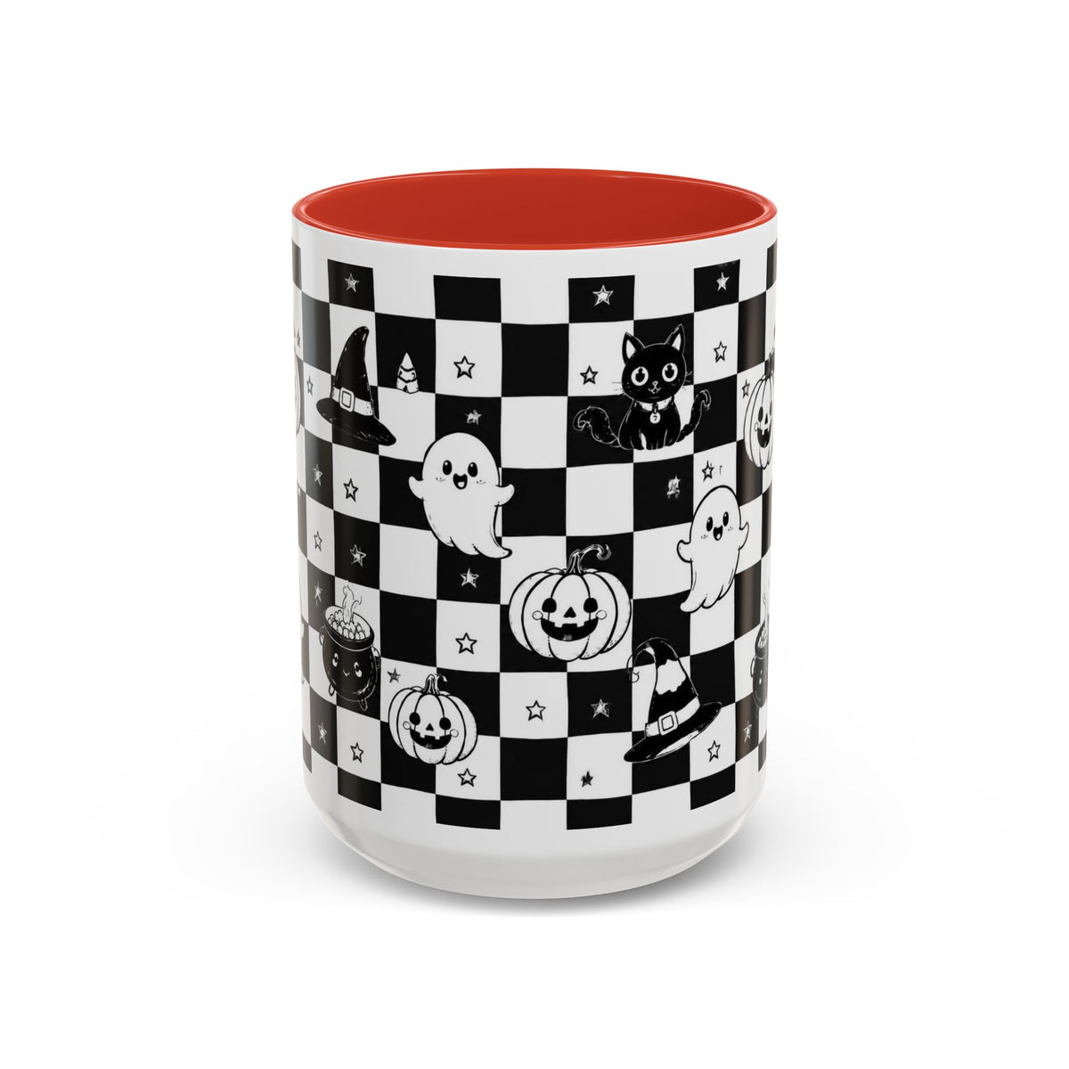 Black & White Halloween Checkerboard Coffee Mug