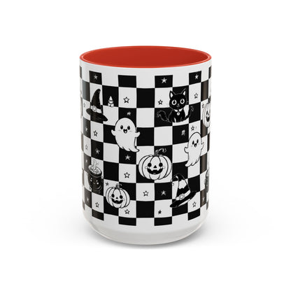 Black & White Halloween Checkerboard Coffee Mug