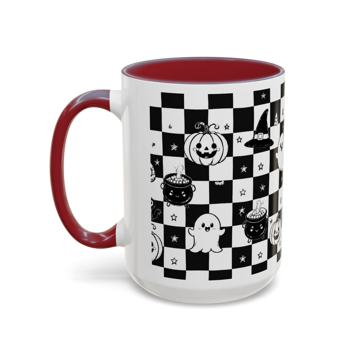 Black & White Halloween Checkerboard Coffee Mug