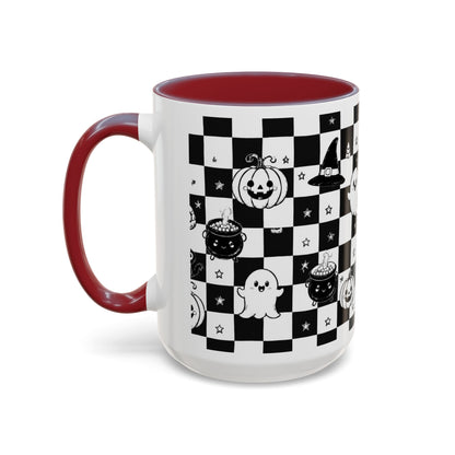 Black & White Halloween Checkerboard Coffee Mug