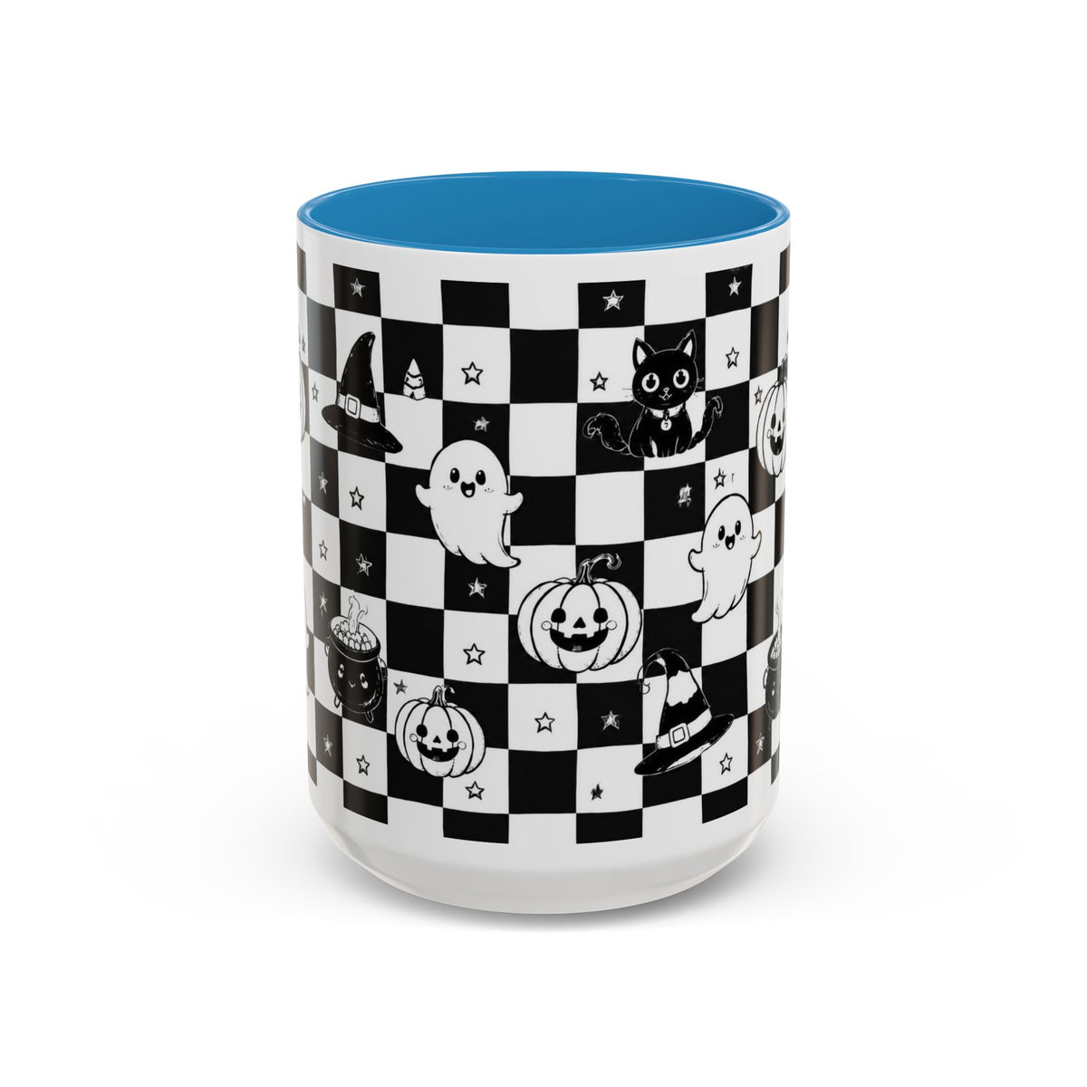 Black & White Halloween Checkerboard Coffee Mug