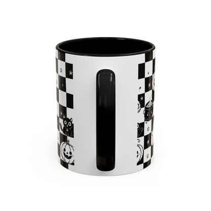 Black & White Halloween Checkerboard Coffee Mug
