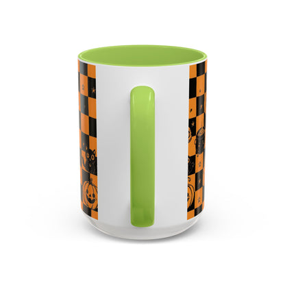 Orange Halloween Checkerboard Coffee Mug