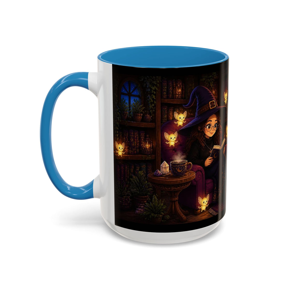 Cozy Witch Reading with sprites Coffee Mug
