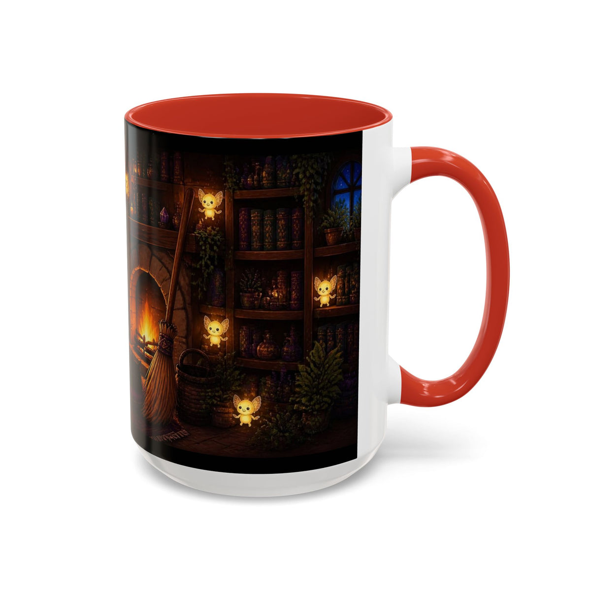 Cozy Witch Reading with sprites Coffee Mug