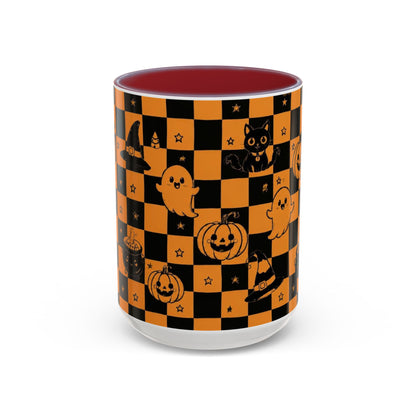 Orange Halloween Checkerboard Coffee Mug
