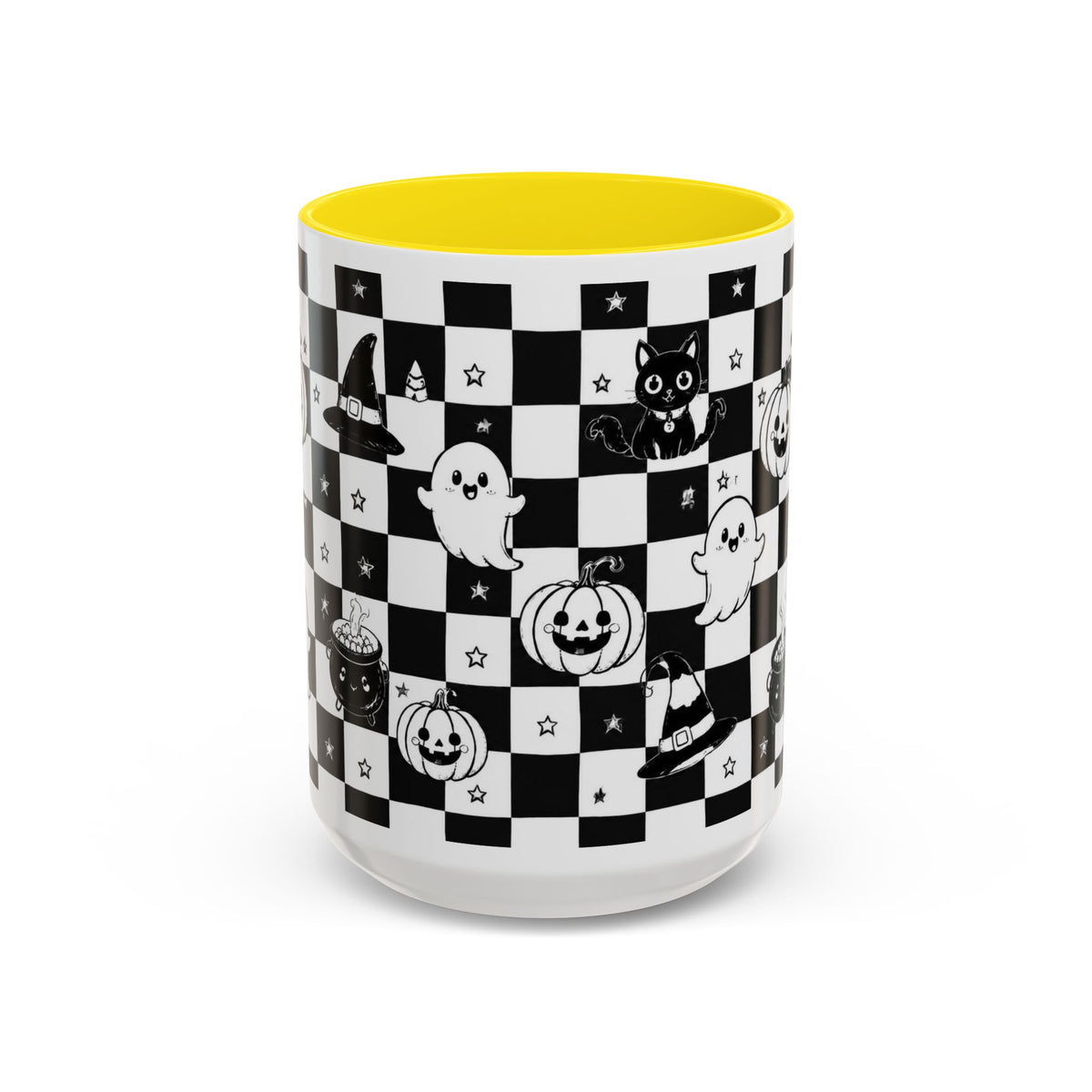 Black & White Halloween Checkerboard Coffee Mug