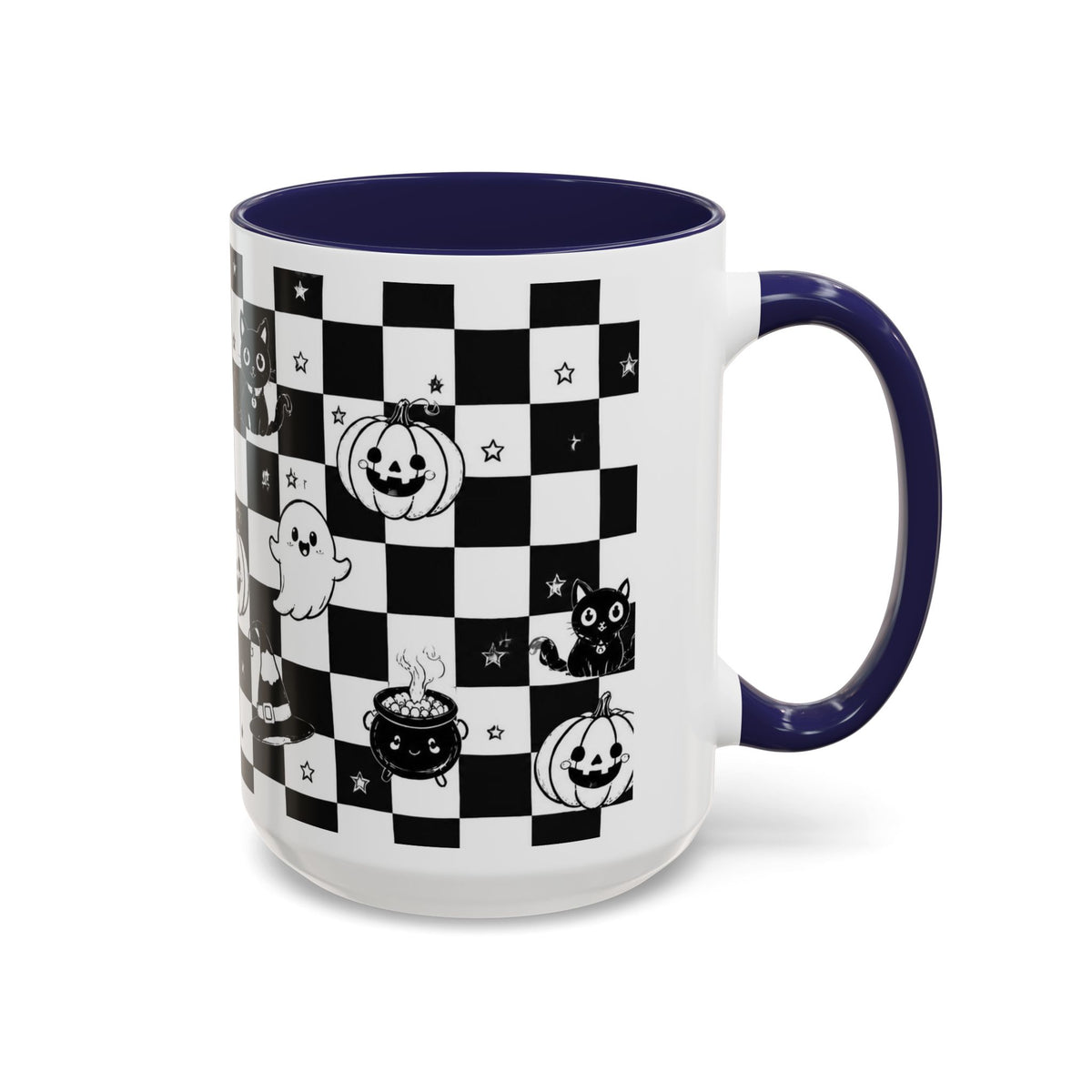 Black & White Halloween Checkerboard Coffee Mug