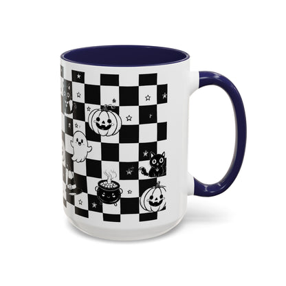 Black & White Halloween Checkerboard Coffee Mug