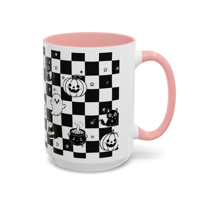Black & White Halloween Checkerboard Coffee Mug