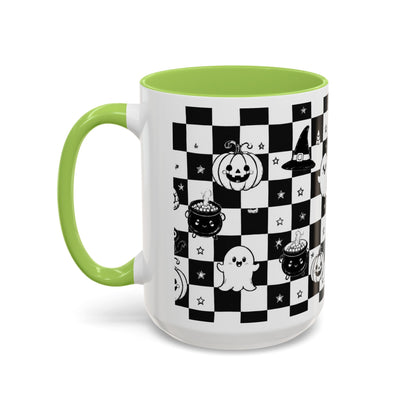 Black & White Halloween Checkerboard Coffee Mug