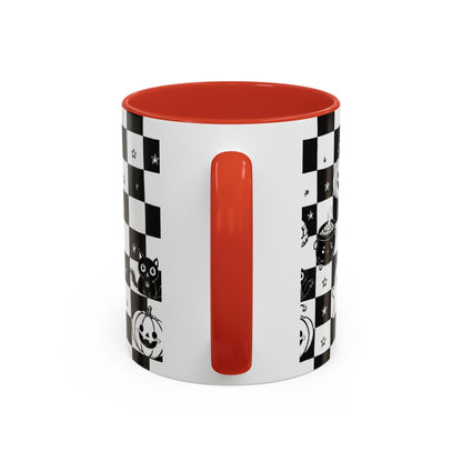 Black & White Halloween Checkerboard Coffee Mug