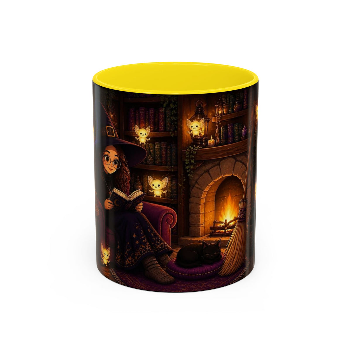 Cozy Witch Reading with sprites Coffee Mug