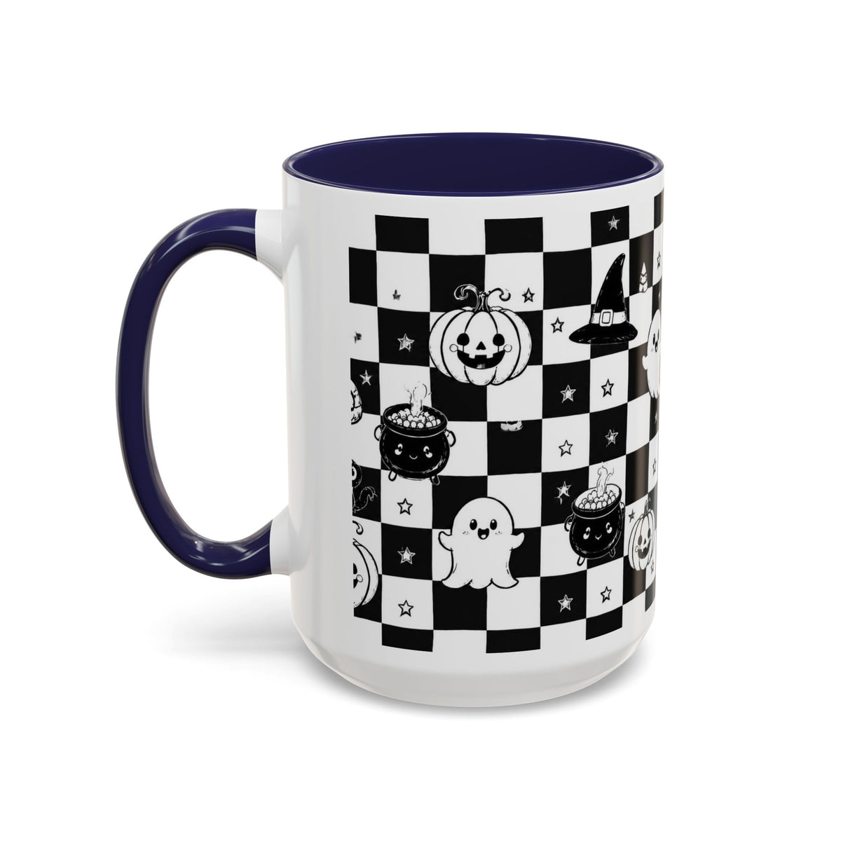 Black & White Halloween Checkerboard Coffee Mug