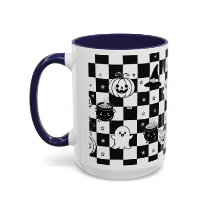 Black & White Halloween Checkerboard Coffee Mug
