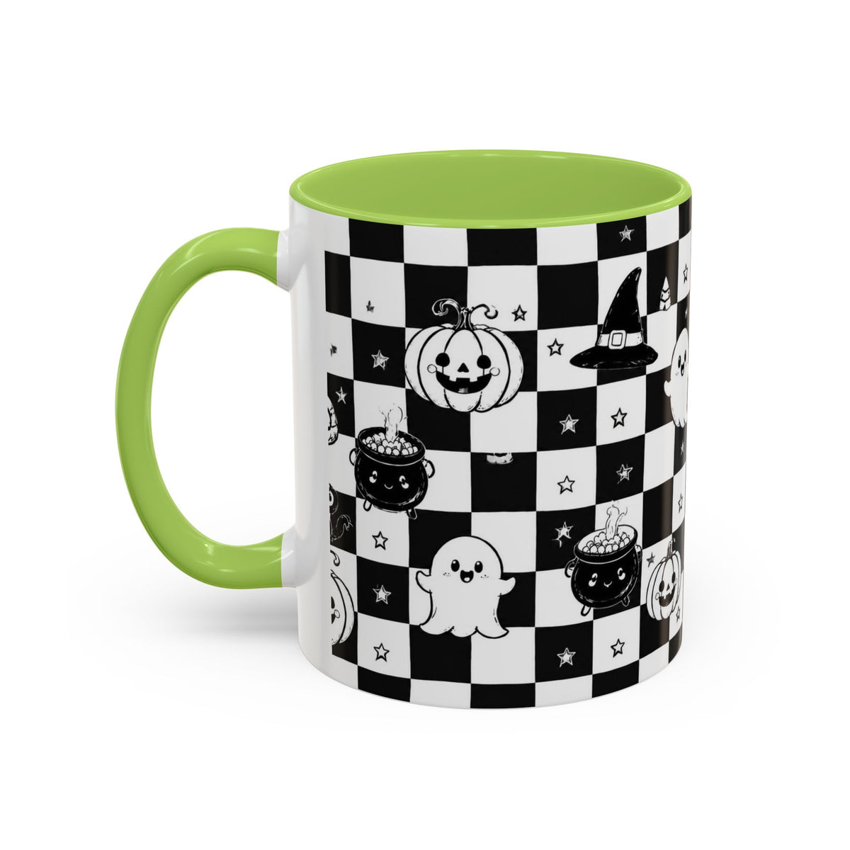Black & White Halloween Checkerboard Coffee Mug