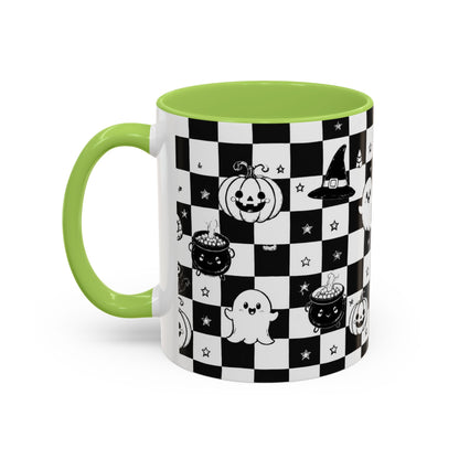 Black & White Halloween Checkerboard Coffee Mug