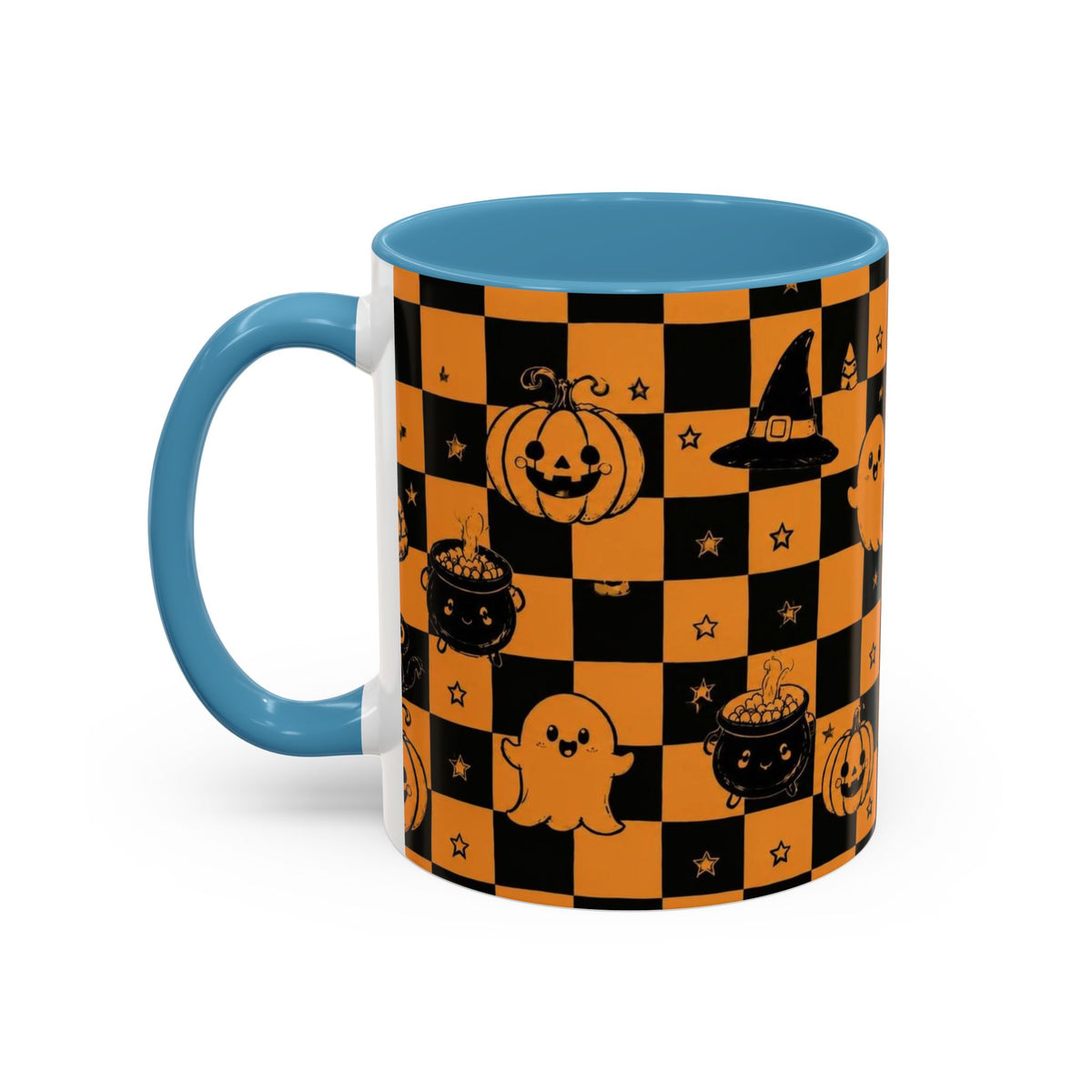 Orange Halloween Checkerboard Coffee Mug