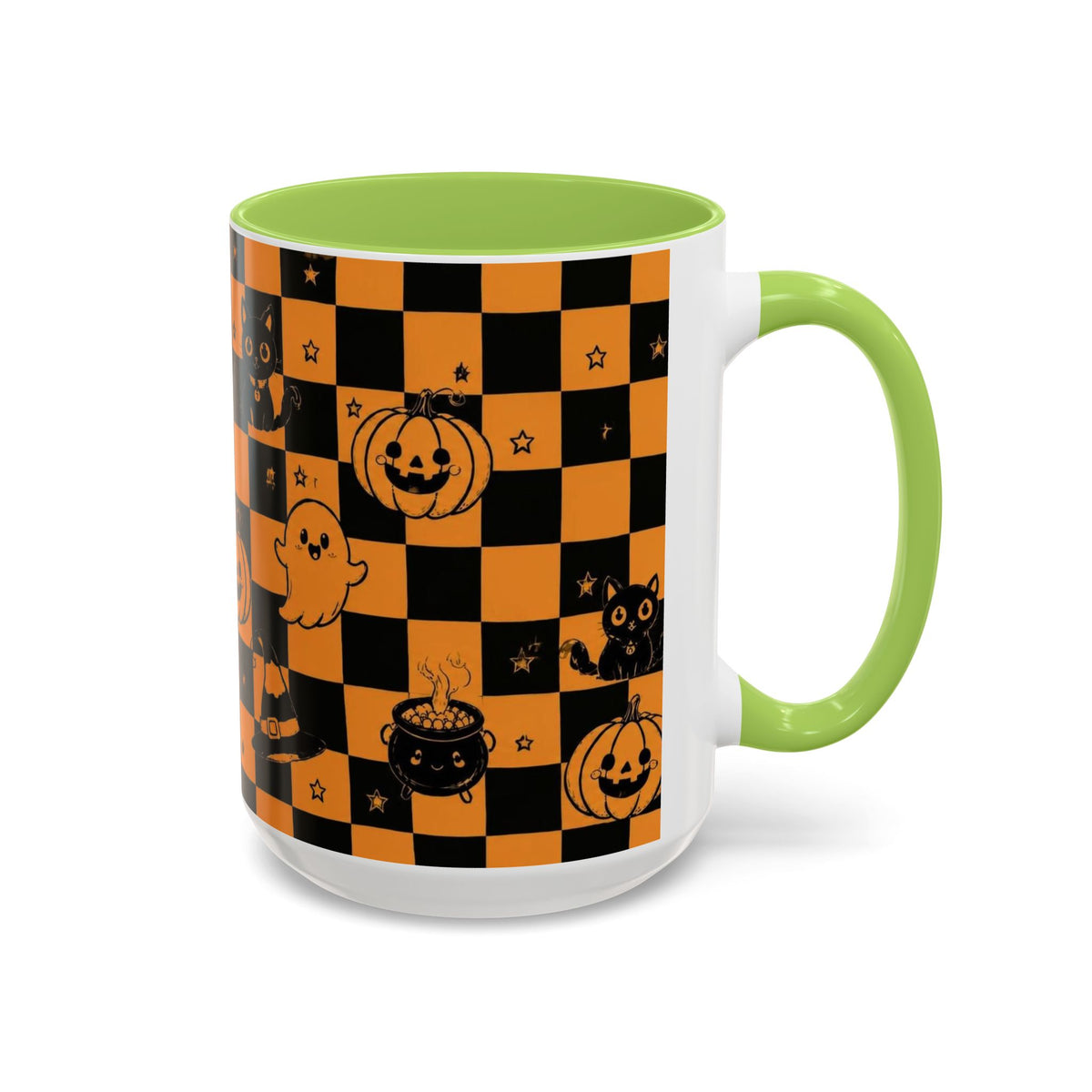 Orange Halloween Checkerboard Coffee Mug
