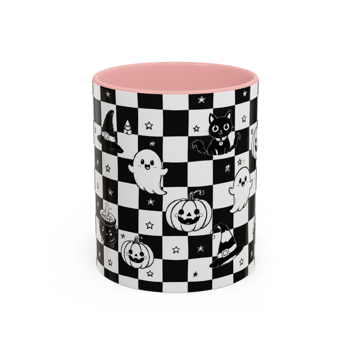 Black & White Halloween Checkerboard Coffee Mug
