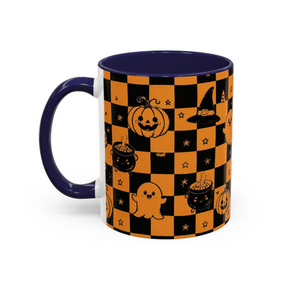 Orange Halloween Checkerboard Coffee Mug