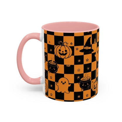 Orange Halloween Checkerboard Coffee Mug
