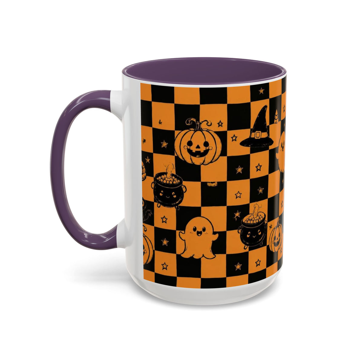 Orange Halloween Checkerboard Coffee Mug
