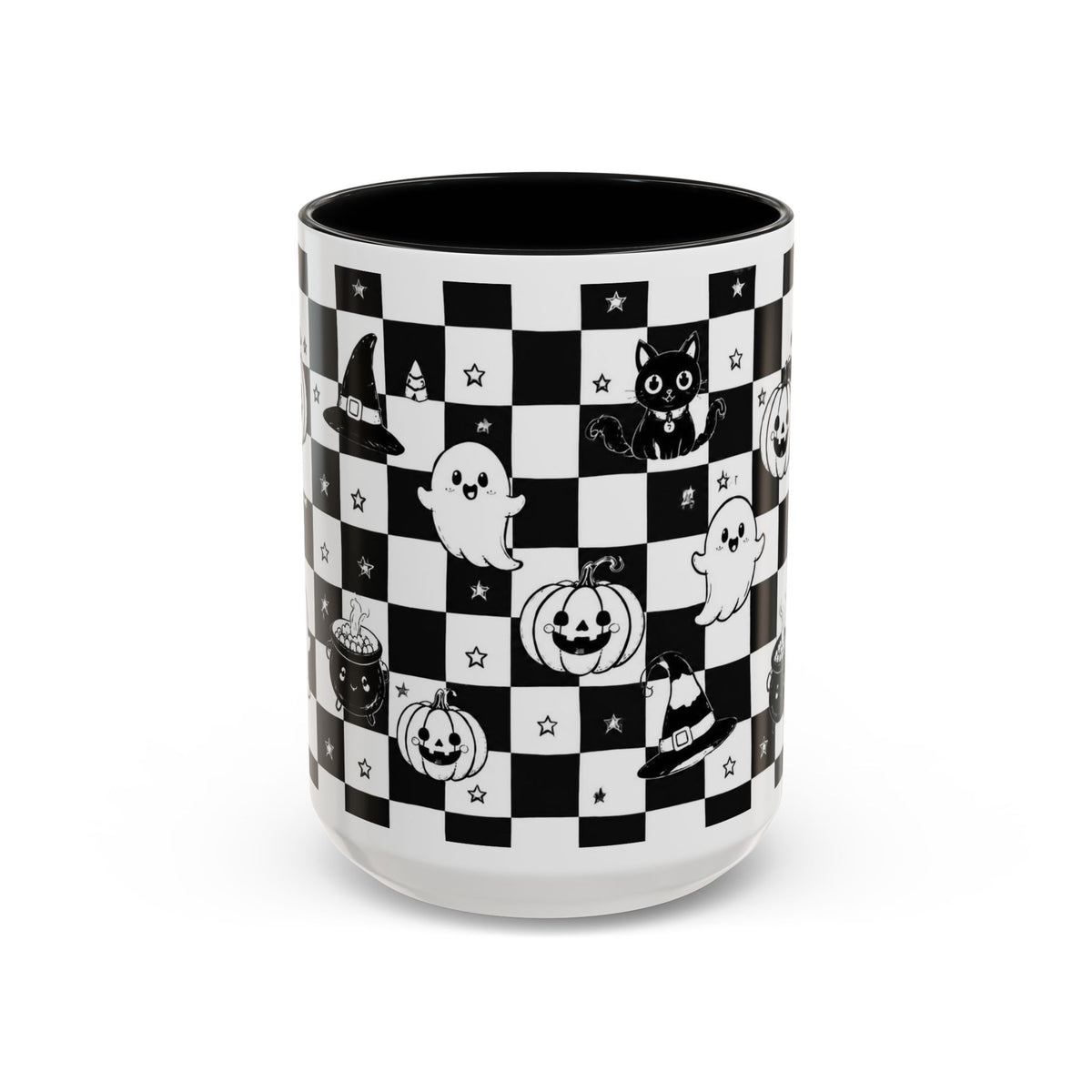 Black & White Halloween Checkerboard Coffee Mug