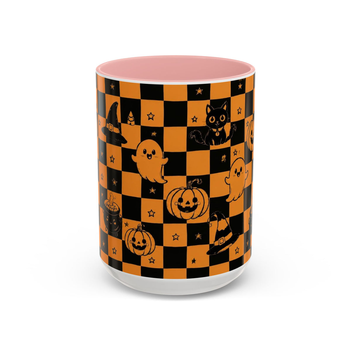 Orange Halloween Checkerboard Coffee Mug