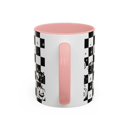 Black & White Halloween Checkerboard Coffee Mug