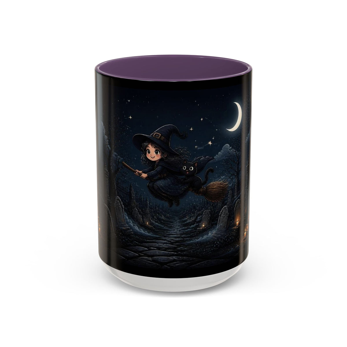 Cute Witch Flying at Night Coffee Mug