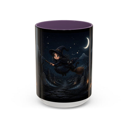 Cute Witch Flying at Night Coffee Mug