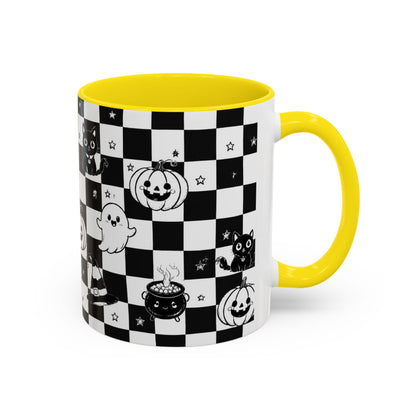 Black & White Halloween Checkerboard Coffee Mug