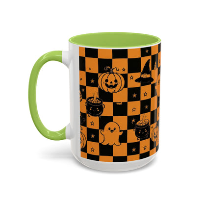 Orange Halloween Checkerboard Coffee Mug
