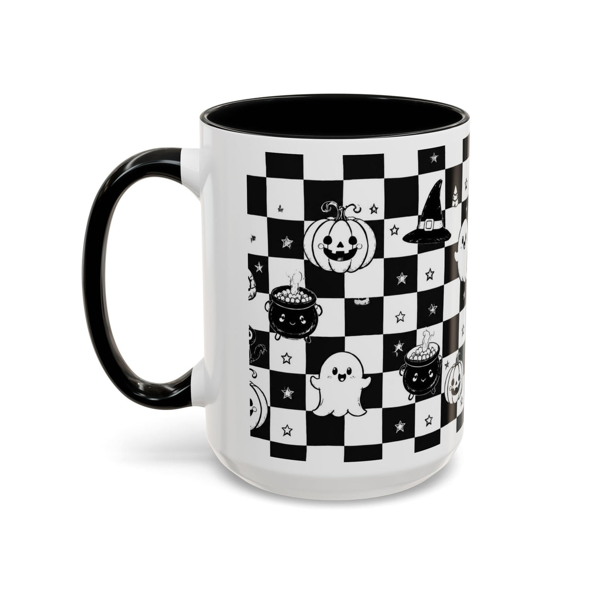 Black & White Halloween Checkerboard Coffee Mug