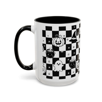 Black & White Halloween Checkerboard Coffee Mug