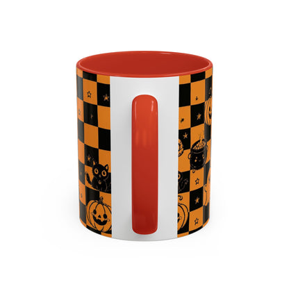 Orange Halloween Checkerboard Coffee Mug