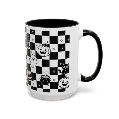 Black & White Halloween Checkerboard Coffee Mug
