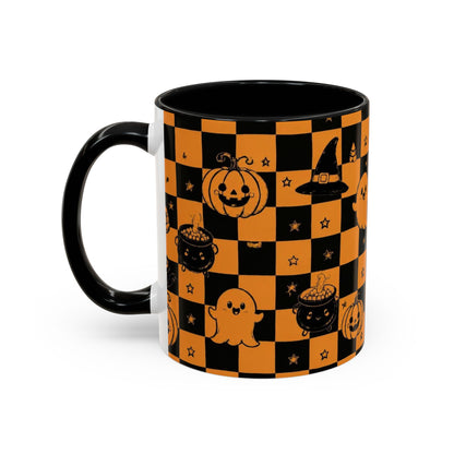 Orange Halloween Checkerboard Coffee Mug