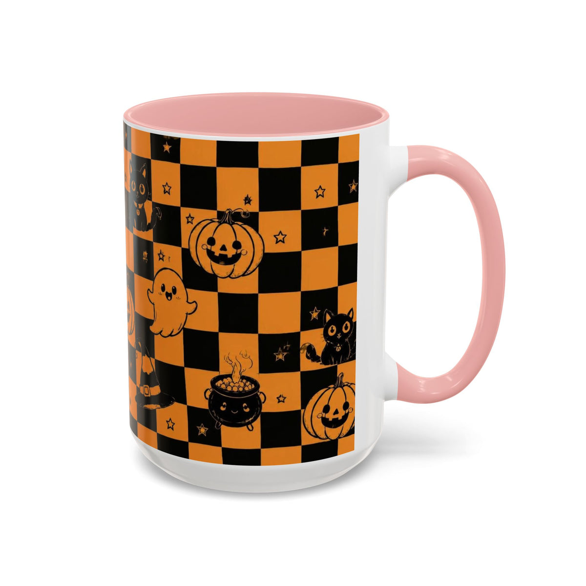 Orange Halloween Checkerboard Coffee Mug