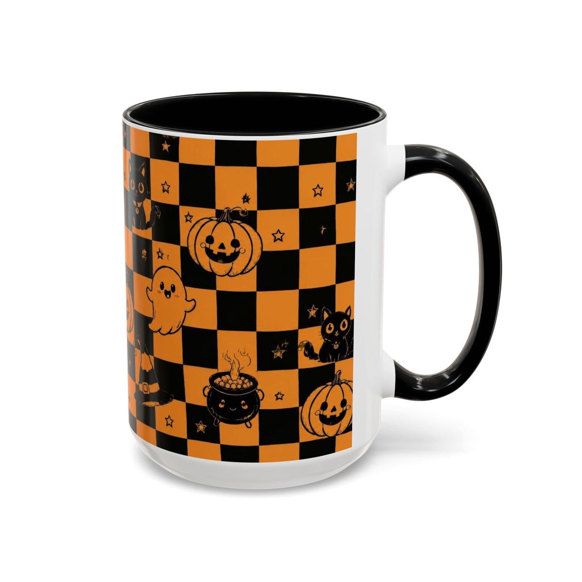 Orange Halloween Checkerboard Coffee Mug