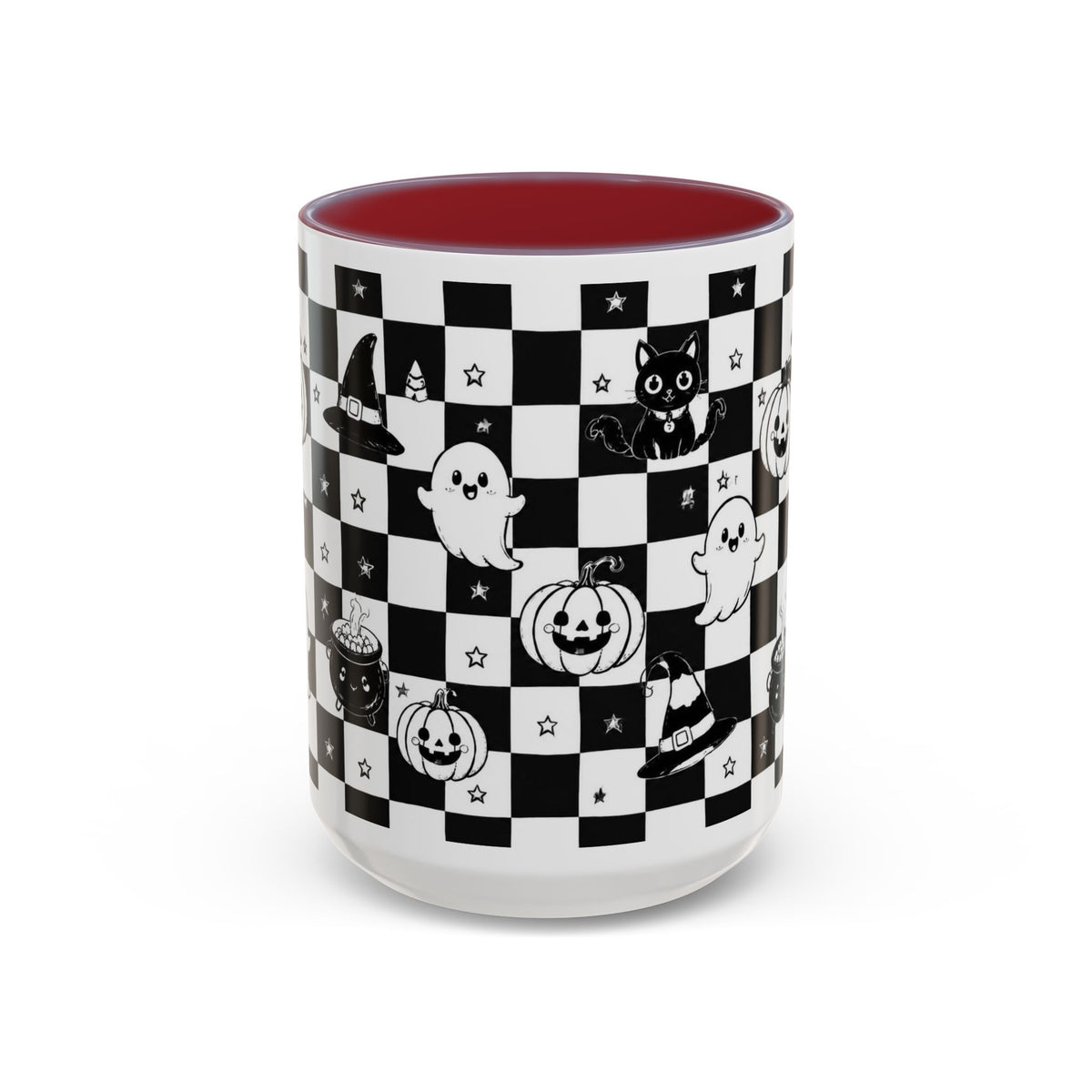 Black & White Halloween Checkerboard Coffee Mug