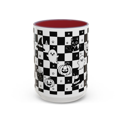 Black & White Halloween Checkerboard Coffee Mug