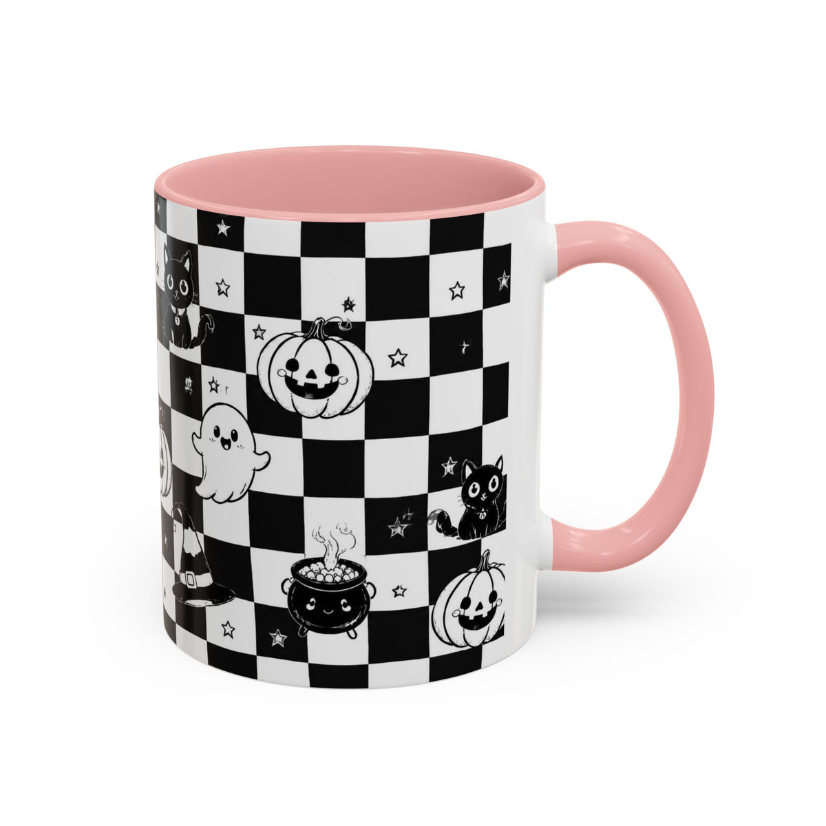 Black & White Halloween Checkerboard Coffee Mug