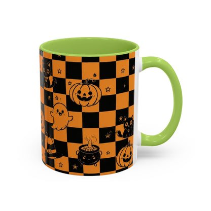 Orange Halloween Checkerboard Coffee Mug