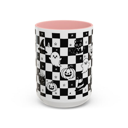 Black & White Halloween Checkerboard Coffee Mug